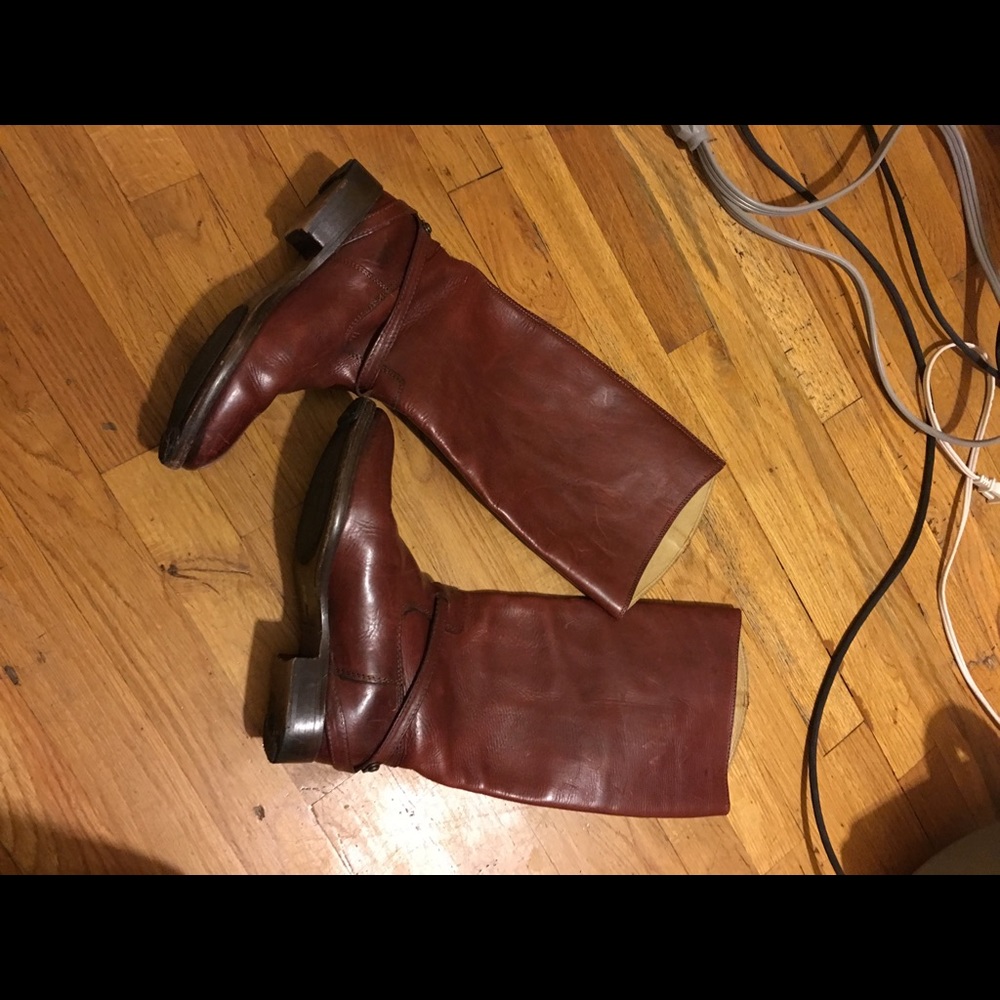 FRYE Riding Boots Leather Burgundy